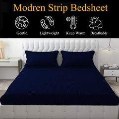 Wrinkle Resistant King Size Bedsheet With 2 Pillow Cover - 108 X 108 Inches, Navy Blue | Smooth, Breathable, Comfortable Double Bedsheet