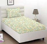 Single Bed Sheet With 1 Pillow Covers For Single - 60 X 90 Inches, Cream | Super Soft Premium Brushed Glace Cotton Bedsheet