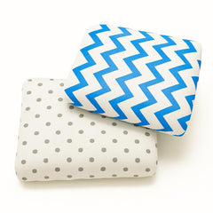 Organic Cotton Muslin Baby Bath Towel 200 Gsm | Cotton Cloth Premium Baby Washable Reusable, Absorbent, Extra Soft (Grey Dot & Blue Zig Zag)- Pack Of 2