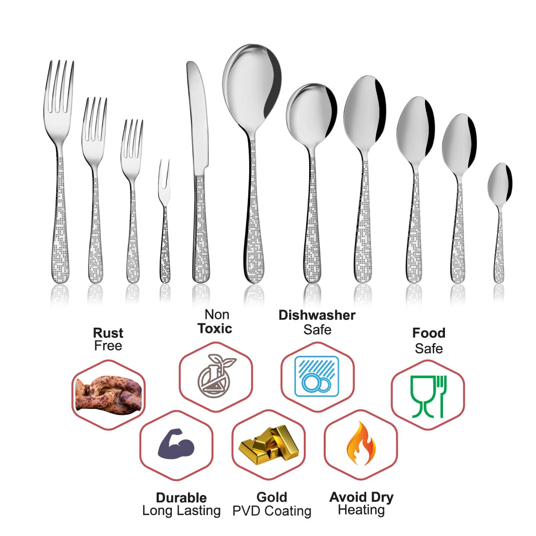 Stainless Steel Monika With Laser Tea Spoon Set Of 6 Pieces, Silver | Easy To Clean & Dishwasher Safe Stainless Steel Monika With Laser Tea Spoon Set Of 6 Pieces, Silver | Easy To Clean & Dishwasher Safe