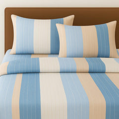 100% Cotton Double Bed Bedsheet Set With 2 Pillow Covers - 90 X 90 Inches, Multicolor | 144 Thread Count Soft & Breathable, For Bedroom & Gifting