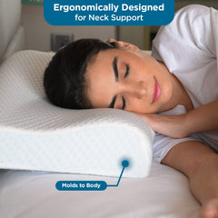 Cervical Orthopedic Contour Memory Foam Neck Pain Relief, Regular Use | Standard Size, Ergonomic Design, Hypoallergenic & Breathable, Side & Back Sleepers - Washable Cover - Pack Of 1