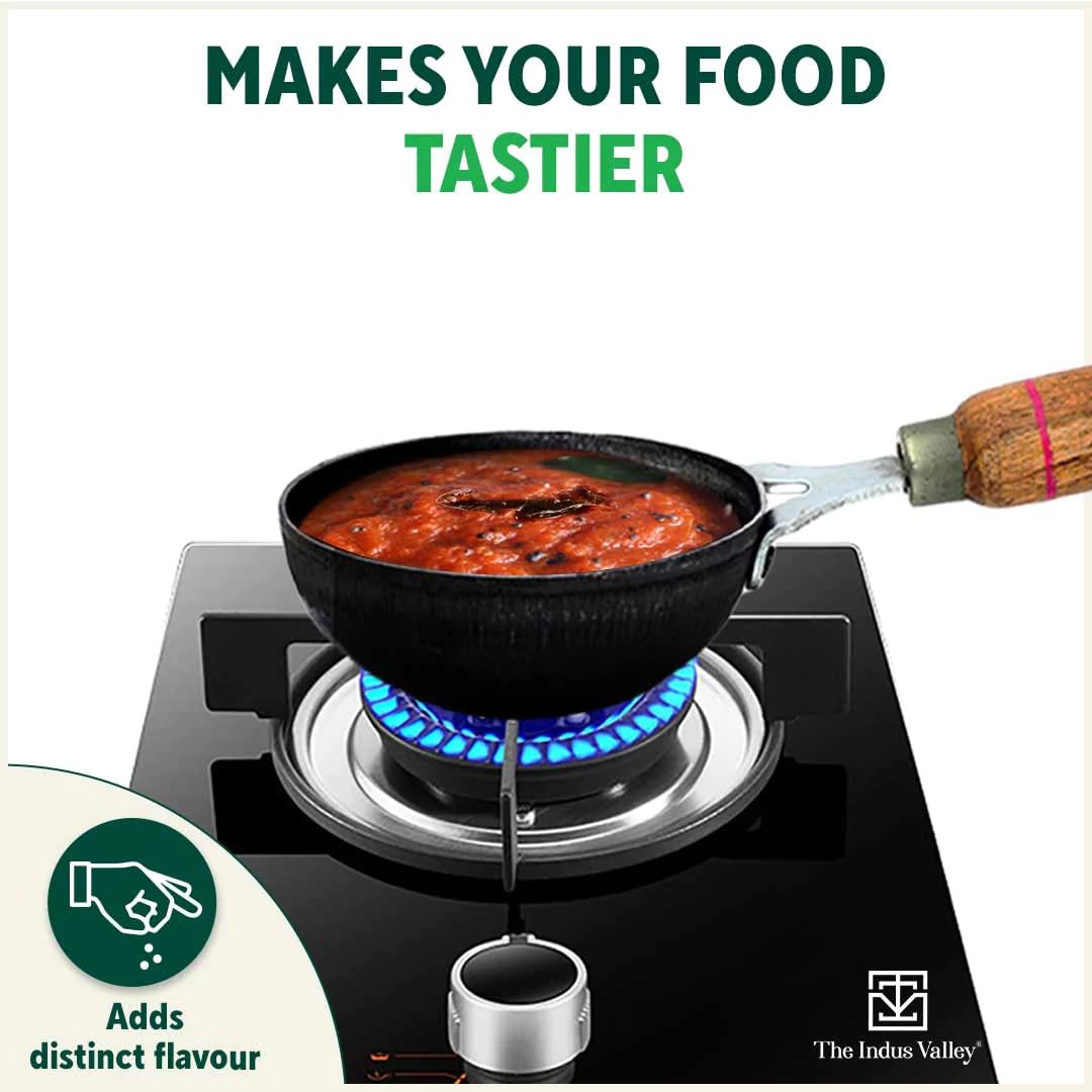 Pre-Seasoned Black Iron Cookware Set + Free Tadka Pan 16.4 Cm - Kadai 25 Cm, 2 Liters + Tawa 26 Cm | Kitchen Cooking Combo Pots & Pans Set Of 3 Pcs - Naturally Nonstick Pre-Seasoned Black Iron Cookware Set + Free Tadka Pan 16.4 Cm - Kadai 25 Cm, 2 Liters + Tawa 26 Cm | Kitchen Cooking Combo Pots & Pans Set Of 3 Pcs - Naturally Nonstick