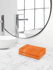 Himeya 100% Cotton Large Size Hand Towels 400 Gsm (Tangy Orange) - 2 Piece