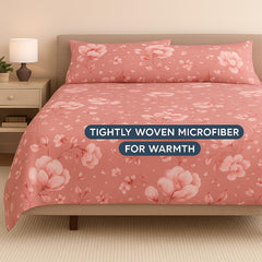 King Size Bedsheet With 2 Pillow Covers - 108 X 108 Inches, Peach | Wrinkle & Fade Resistant Bedding | Perfect For Homes, Hotels, Villas, Resorts & Guest Houses