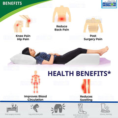 Orthopedic Bed Wedge Elevated Leg Pillow, White & Black - 20 X 18 X 8 Inch | For Leg Elevation Reduces Back Pain & Improves Blood Circulation | Removable & Washable Cover - Pack Of 1