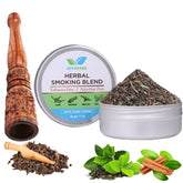 Natural & Ayurvedic Herbal Smoking Blend 1 Pack 1 Oz/ 30g Can With Chillum Pipe - Tobacco-Free & Nicotine-Free Smoking Mixture