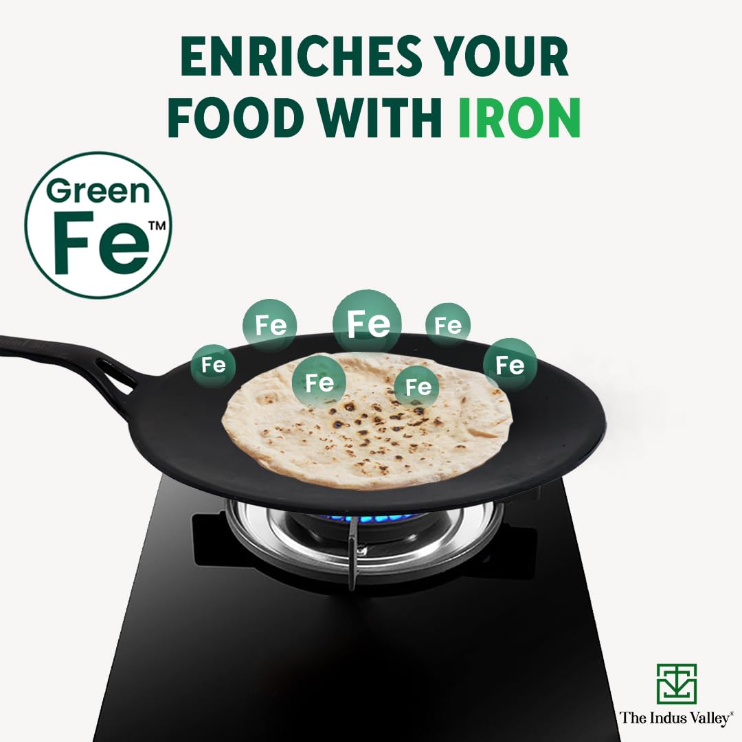 Pre-Seasoned Cast Iron Tawa For Dosa, Chapathi With Iron Tadka Pan | Nonstick, Pre-Seasoned Tava, 100% Pure & Toxin-Free - Pre-Seasoned Cast Iron Tawa + Tadka Pan, 26cm, 10.2 Inch Pre-Seasoned Cast Iron Tawa For Dosa, Chapathi With Iron Tadka Pan | Nonstick, Pre-Seasoned Tava, 100% Pure & Toxin-Free - Pre-Seasoned Cast Iron Tawa + Tadka Pan, 26cm, 10.2 Inch