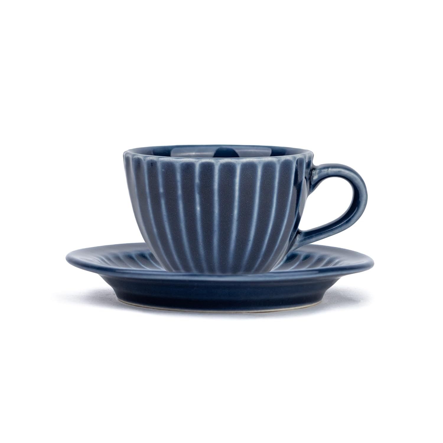 Ceramic Tea Cup Set Of 6 - Navy Blue, 200ml Each | 6 Tea Cups With Glossy Finish - Premium Stoneware Tea Set | Ceramic Tea Cup Set - Tea Cups Only | Microwave Safe & Dishwasher Safe Ceramic Tea Cup Set Of 6 - Navy Blue, 200ml Each | 6 Tea Cups With Glossy Finish - Premium Stoneware Tea Set | Ceramic Tea Cup Set - Tea Cups Only | Microwave Safe & Dishwasher Safe