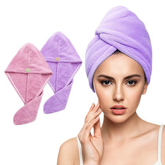 Fezora Hair Towel Wrap For Women (Pack Of 2) | Quick-Dry Microfiber Hair Turban With Elastic Loop | Super Absorbent Hair Drying Towel For Ladies & Girls (Orange & Purple)
