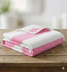 Cotton Bolls Textiles Premium 100% Cotton Bath Towel 450 Gsm | Ultra-Soft & Absorbent Quick Dry Durable Stripe Design Towel (Pink)