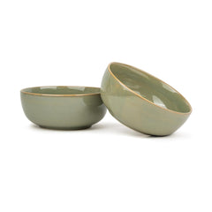 Ceramic Medium Bowl Set Of 2 Pieces - 18cm, Pistachio Green Reactive, 1000ml Each | Glossy Finish Stoneware Ceramic Serving Bowls | Ceramic Bowl - Pasta Serving Bowl | Microwave Safe