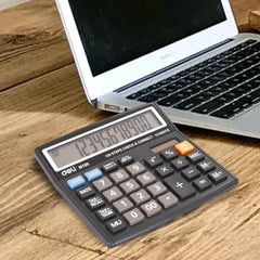 Deli M199 12-digit Display Calculator | 3 Years Warranty | Steps Check And Correct Desktop Calculator & Tax Keys - Black