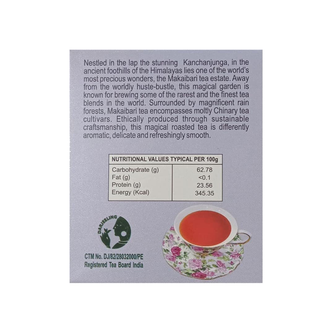 Makaibari Apoorva Smoky Mountain Black Tea - 50gm, 1.7 Ounce, 25 Teabags | USDA Certified Premium Darjeeling Black Tea - Roasted Darjeeling Long Leaf Tea | Low Caffeine Makaibari Apoorva Smoky Mountain Black Tea - 50gm, 1.7 Ounce, 25 Teabags | USDA Certified Premium Darjeeling Black Tea - Roasted Darjeeling Long Leaf Tea | Low Caffeine