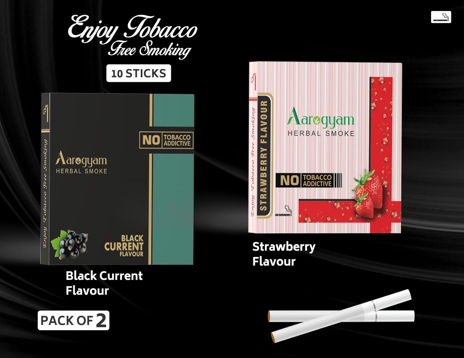 Strawberry & Black Current Flavored Cigarette For Relieve Stress & Mood Enhance - 10 Sticks X 2 Packets | No Bad Smell, Non Addictive, No Harmful - Tobacco & Nicotine Free Strawberry & Black Current Flavored Cigarette For Relieve Stress & Mood Enhance - 10 Sticks X 2 Packets | No Bad Smell, Non Addictive, No Harmful - Tobacco & Nicotine Free