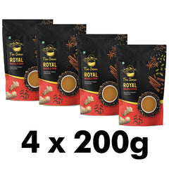 Tea Sense Royal Masala Chai - Pack Of 4 X 200gm, 7.05 Ounce Each | Assam CTC, Ginger, Cardamom, Clove, Cinnamon, Black Pepper, Star Anise - Strong & Kadak Chai Patti, High Caffeine
