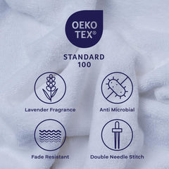Feather & Spun Lavender Scented Bath Towel 800 Gsm | Fade-Resistant Anti Microbial | Double Needle Stitch | Pure Cotton (Pure Snow)