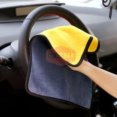 Woscher Microfiber Cloth 200 Gsm | Ultrasoft & Quick Drying Car Microfiber Cleaning Towel, Lint Free Automotive Microfiber Towel (Yellow & Grey)- Pack Of 1