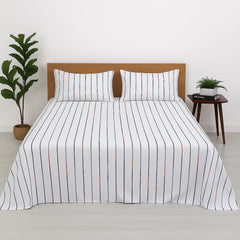 Print King Size Flat Sheet With 2 Pillow Covers - 108 X 108 Inches, Multicolor | Soft, Breathable & Skin-Friendly Bedding For Daily Use | Machine Washable & Long-Lasting