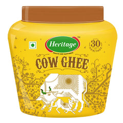 Pure Premium Cow Ghee By Heritage | Good Source Of Protein Fiber Healthy Pure Desi Cow Ghee Perfect For Parathe | (500ml) 16.9 Ounce | Jar Pack