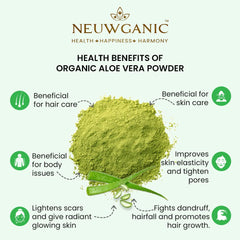 Neuwganic Organic Aloe Vera Leaf Powder, Useful For Skin & Hair Care, Reduces Fine Lines & Wrinkles | 550gm 1.2lbs