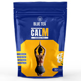 Blue Tea Caffeine Free Calm Herbal Tea - 30 Pyramid Tea Bags In Zip Lock Pack | Stress Relief, Sleep Support, Calming Blend - Gluten Free, Non-GMO, Zero Sugar