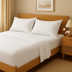 Double Bedsheet With 2 Pillow Covers - 90 X 100 Inches, White | Soft, Breathable & Skin-Friendly Bedding For Daily Use | Machine Washable & Long-Lasting