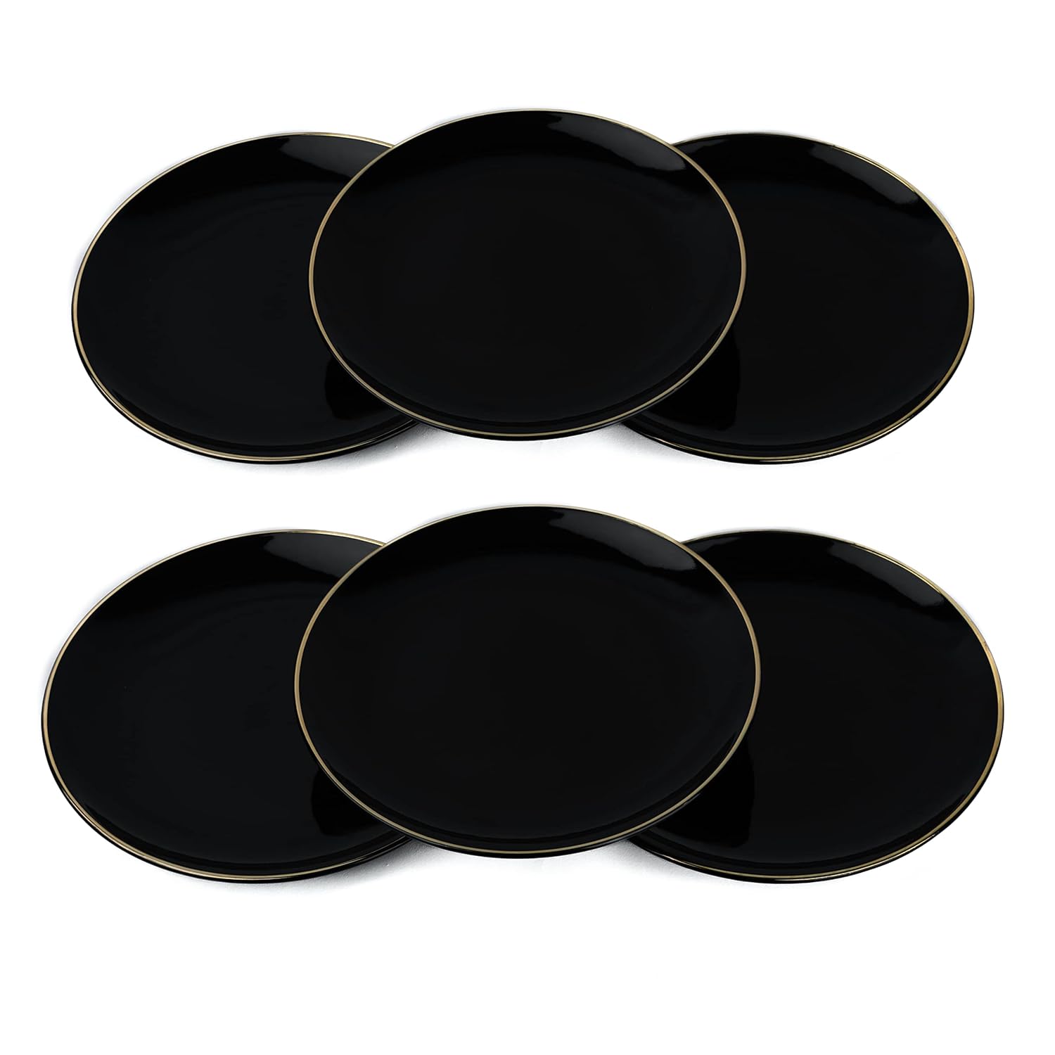 Ceramic Dinner Plates Set Of 6 Pieces - Black Gold, Gold Line Series | Ceramic Plates Set With Glossy Finish - Ceramic Dinner Plates | Set Of 6 Plates For Dinner Ceramic Dinner Plates Set Of 6 Pieces - Black Gold, Gold Line Series | Ceramic Plates Set With Glossy Finish - Ceramic Dinner Plates | Set Of 6 Plates For Dinner
