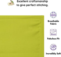 Microfiber Double Bed Bedsheet With 2 Pillow Covers Double Bed Sheet King Size - Size 90 X 95 Inches, Neon Green | 144 TC King Size Perfect Bedsheet