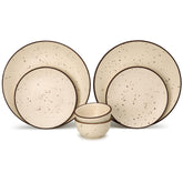 Handcrafted Ceramic Stoneware Dinner Set Of 6 Pcs, Beige | 2 Dinner Plates, 10.6 Inch Each + 2 Small Plates, 7.4 Inch Each + 2 Small Dinner Bowl, 180ml Each | Microwave & Dishwasher Safe