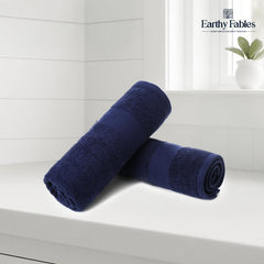 Earthy Fables Pure Carded Cotton Bath Towel 1000 Gsm | Soft, Absorbent, Quick Dry & Skin-Friendly Towel Set Of 2 (Navy Blue)