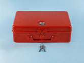 Aluminium Cash Box With Lock, For Jewellery Storage & Organizing - Ideal For Wardrobe, Desktop Locker Safe Peti Metal Container 10" (10" L X 6.5" W X 3" H), Colour - Red