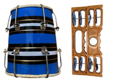 First 8'' Nut & Bold Baby Dholak With Khartal - Multicolor | Perfectly Symmetric Round Dholak - Dholak For Festival, Wedding, Satsang | Punjabi Dhol Drum, Housewarming Gifts