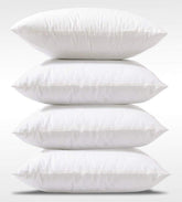 Premium Soft & Fluffy Sofa Pillow Cushions, Bed Takiya & Cot Pillows, White - 16 Inch | Microfiber Filled Throw Pillows For Diwan & Living Room | Lightweight Square, Washable - Pack Of 4