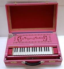Musical Instrument Harmonium With Full Padding Chain Cover - 9 Scale Changer (With Coupler), 3 3/4 Octaves, 37 Italian Keys, 3 Set Of Premier Star Reeds (Male, Male & Female)