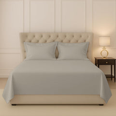 Flat Bedsheet For Double Bed Queen Size With Two Matching Pillow Cover - 90 X 110 Inches, Taupe | Sheets Naturally Breathable & Durable