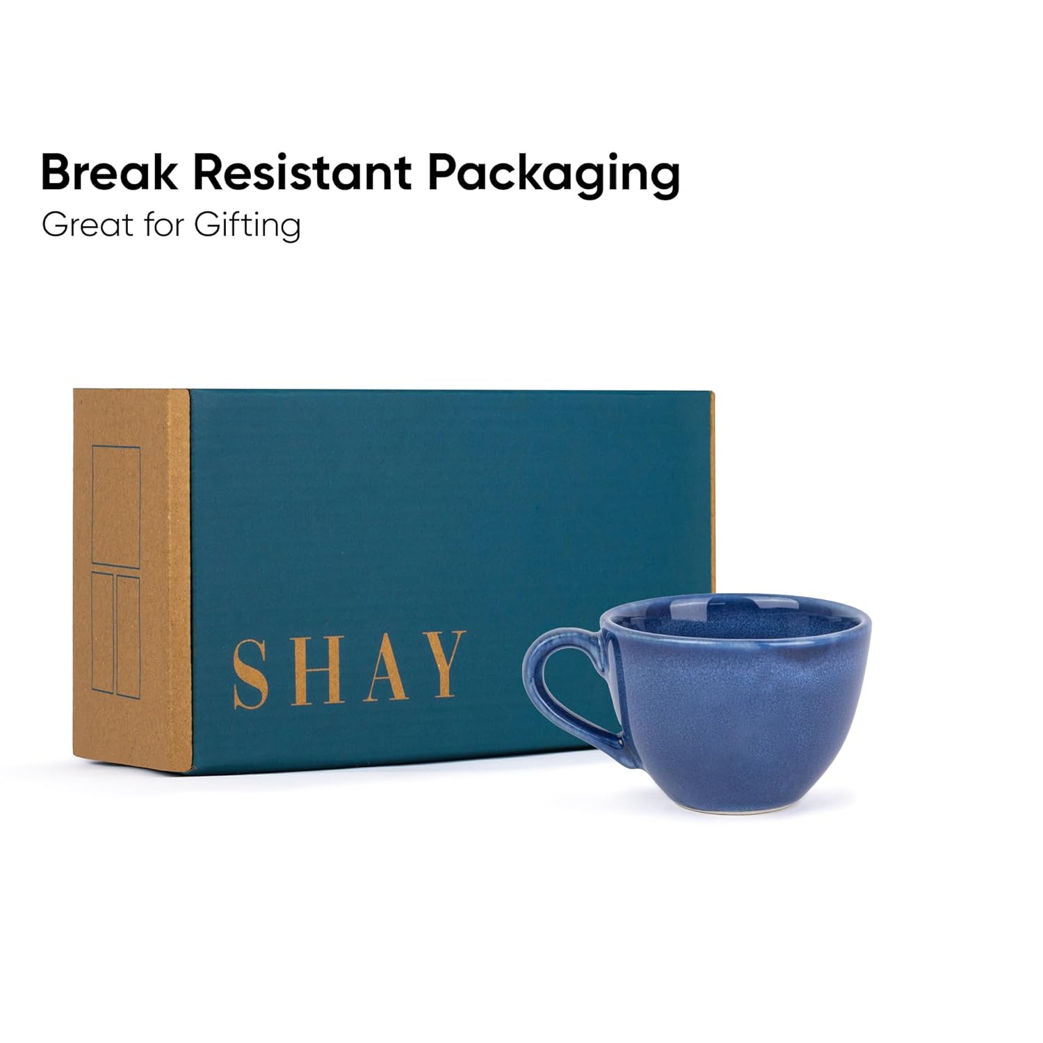 Ceramic Tea Cups Set Of 6 - Blue Reactive, 200ml Each | Tea Cup Set With Glossy Finish - Ceramic Tea Cup Set | Tea Cups Only - Microwave Safe & Dishwasher Safe Ceramic Tea Cups Set Of 6 - Blue Reactive, 200ml Each | Tea Cup Set With Glossy Finish - Ceramic Tea Cup Set | Tea Cups Only - Microwave Safe & Dishwasher Safe