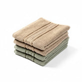 Akiko Home 100% Cotton Essential Series Hand Towels 800 Gsm | Soft, Absorbent & Durable, Cotton Hand Towel | Pack Of 4 (Beige & Green)