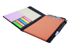 Memo Note Pad | Memo Note Book With Sticky Notes & Clip Holder In Diary Style (Rust)