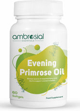Ambrosial Evening Primrose Oil Epo 1000mg Rich Source Of Omega 6 & Gla | Non - Gmo, Gluten Free No Artificial Preservatives | 60 Softgels 100gm 0.2lbs