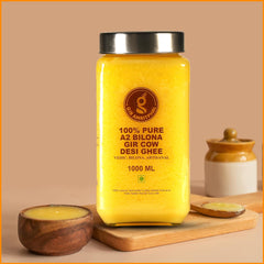 100% Natural Cow Ghee A2 Bilona Gir Cow Desi Ghee By Gir Amritphal | Good Source Of Healthy Desi Cow Ghee Perfect For Improves Hair Health | (1 Litr) 33.8 Ounce | Jar Pack