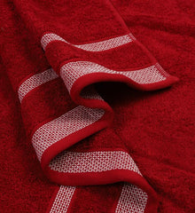 Mafatlal Premium Cotton Bath Towel 1100 Gsm | Quick Dry, Durable Long Size Towel- Pack Of 2 (Cream & Red)