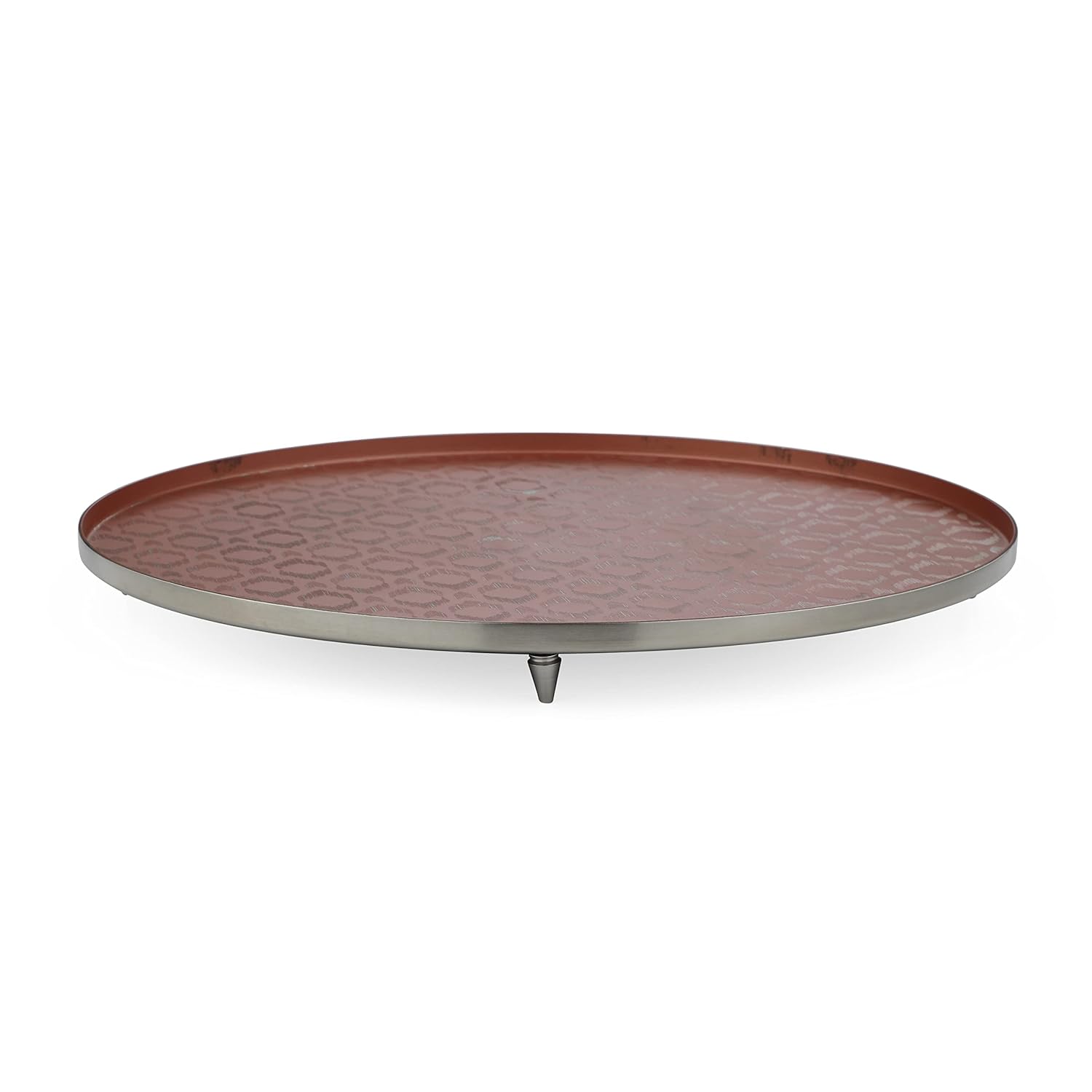 Designer Stainless Steel Round Platters With Legs - Large, Pink | Serving Tray For Food Dessert Fruit Coffee Tea - Serve Ware, Dinnerware & Tableware | Engraved Pattern - Ikat Series Designer Stainless Steel Round Platters With Legs - Large, Pink | Serving Tray For Food Dessert Fruit Coffee Tea - Serve Ware, Dinnerware & Tableware | Engraved Pattern - Ikat Series