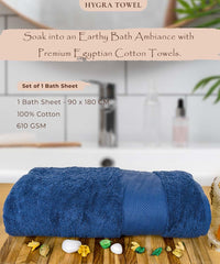 Rangoli Soft Absorbent Durable Towels Earthly Egyption Cotton Plush Oversized Bath Towel 600 Gsm (Navy Blue)