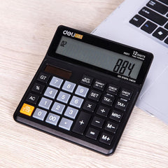 Deli Wm01120 12-digit Desktop Calculator | 3-year Warranty, Providing For Long-term Use | Steps Check And Correct Desktop Calculator & Gt Keys - Black
