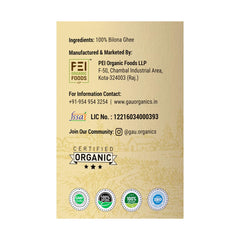 Pure A2 Desi Cow Ghee By Gau Organics | Natural Hand Made Curd Churned Desi Ghee Helps To Boost Immunity | (500ml) 16.9 Ounce | Jar Pack
