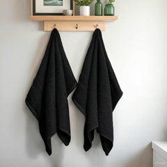 Troveo Super Soft Cotton Hand Towels 400 Gsm | Super Absorbent Multipurpose Hand Towel For Home Gym Workout Traveling Running & Kitchen (Black) - Pack Of 2