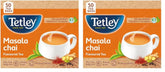 Tetley Masala Chai Flavored Tea - Pack Of 2 X 50 Tea Bags | Environment Friendly Tea Bags, Biodegradable - Caffeine Free, Plastic Free