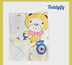 Teddyify Soft Cotton Baby Bath Towel 650 Gsm | Infants, New Born Babies Towel High Absorbent, Soft Cotton Premium Washcloth (Multicolor) - Pack Of 3