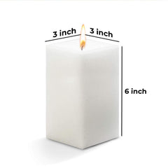 WHITE UNSCENTED SQUARE CANDLE PACK OF 2 | PERFECT FOR COUPLES DATE CANDLE